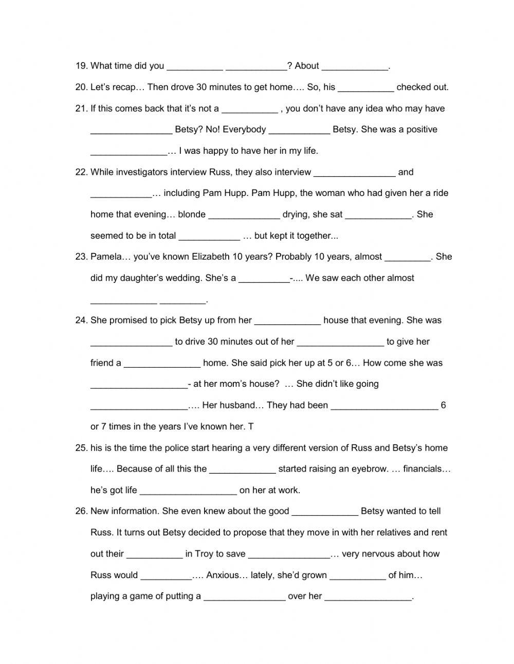 The thing about pam podcast episode 1 worksheet live worksheets