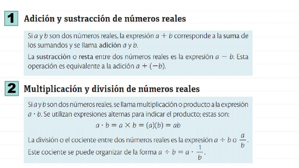 Operación con Números Reales