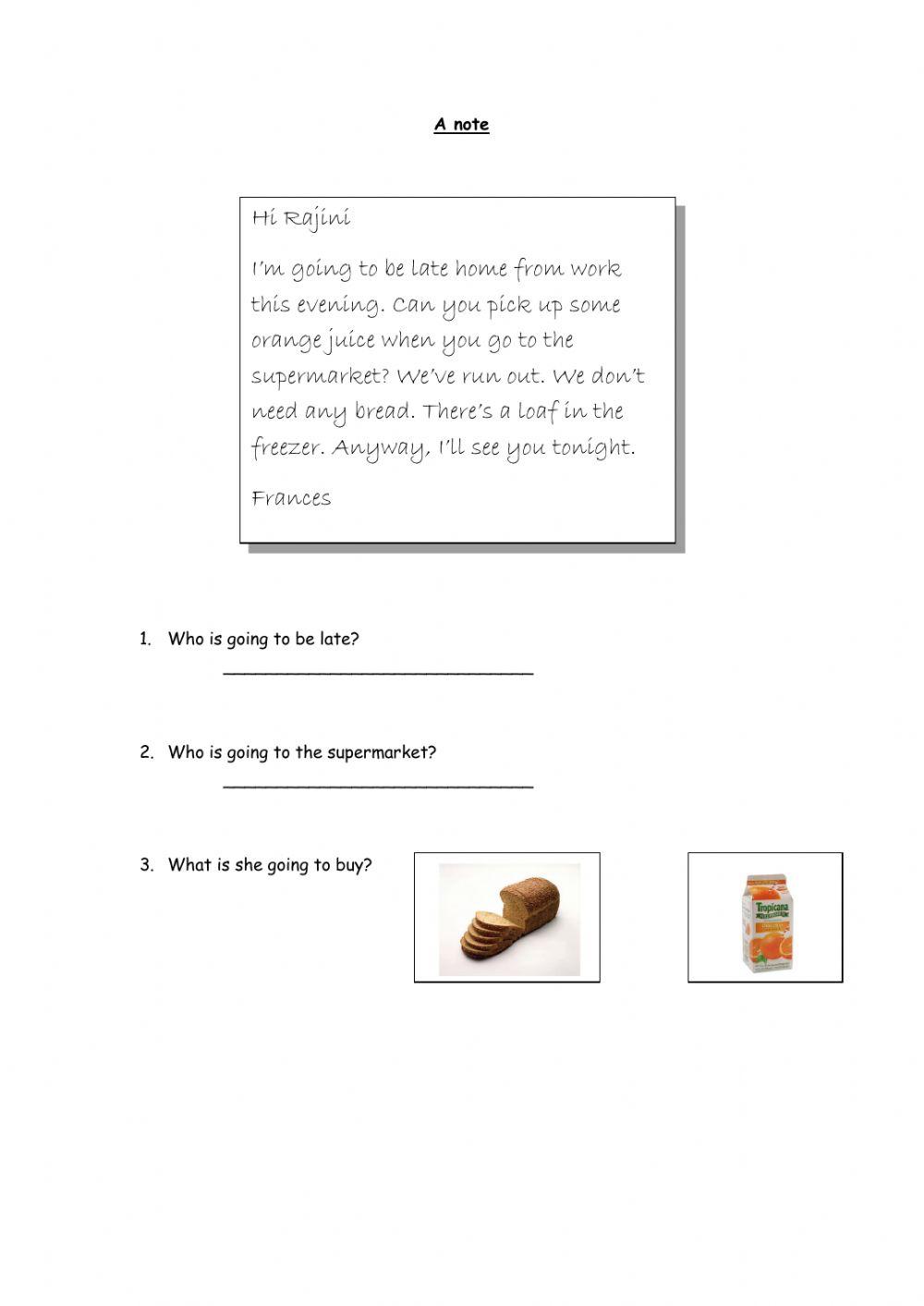 A note about going to the supermarket