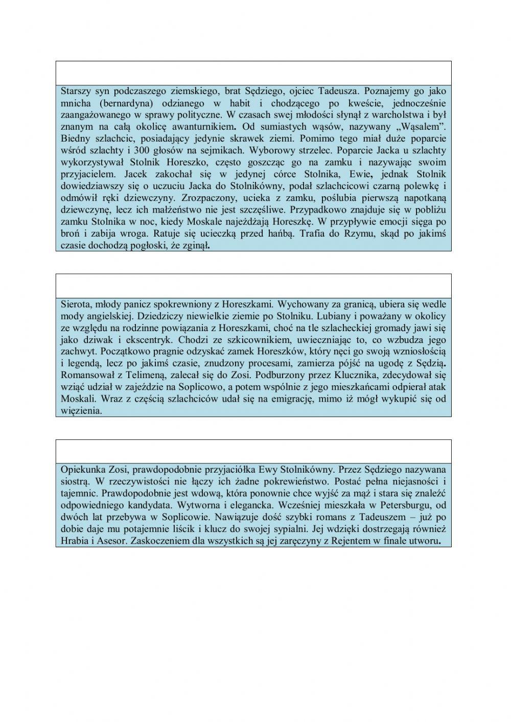 -Pan Tadeusz- - bohaterowie