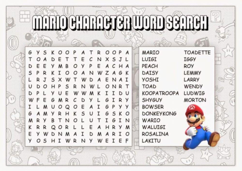 Mario Bros Word Search