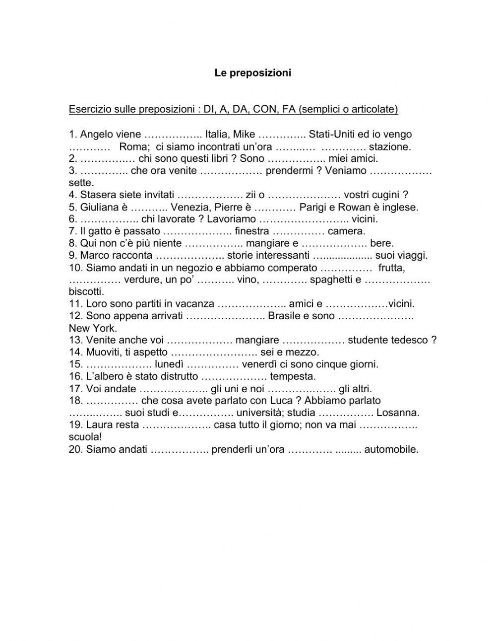 Preposizioni 1 - di-a-da-con-fa