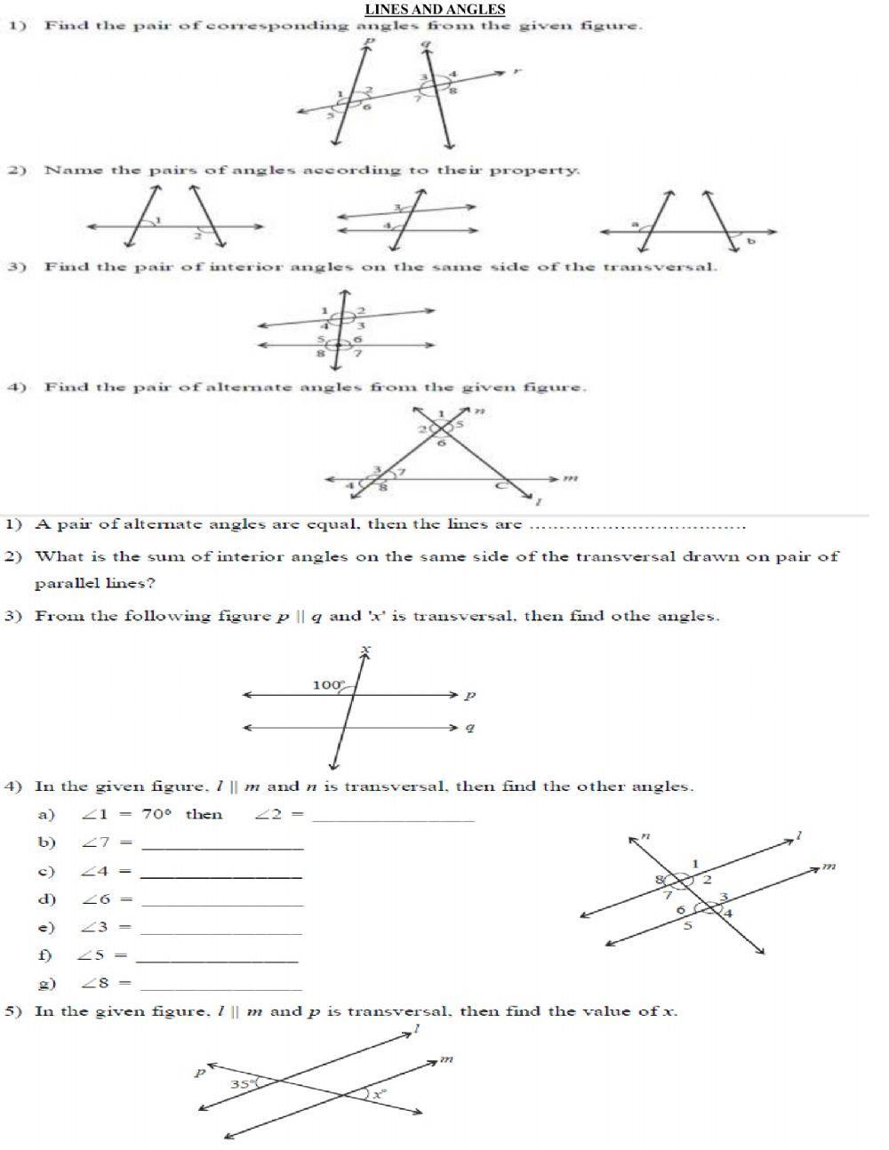 493655 Lines and angles K. SAMPATH LiveWorksheets
