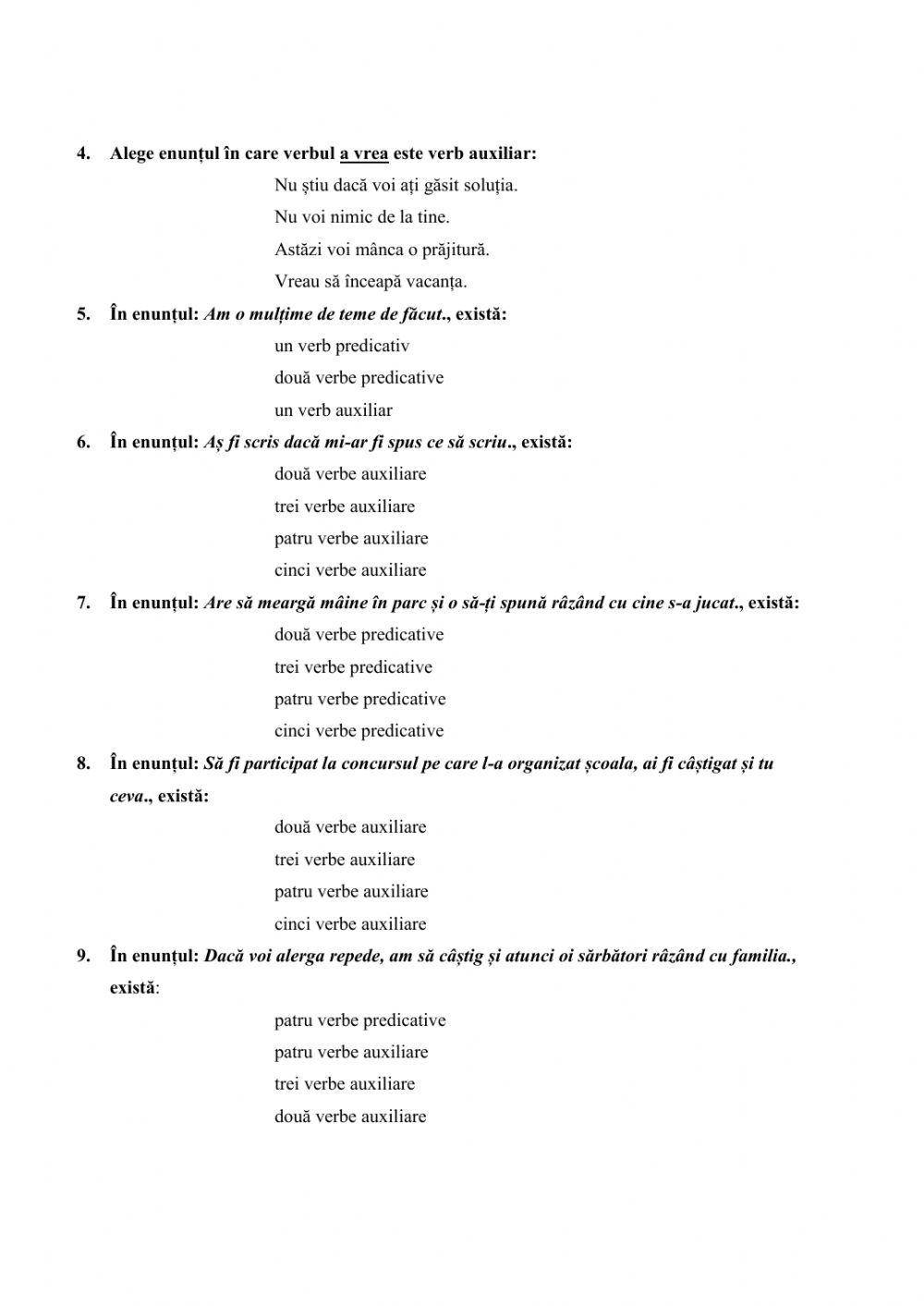 EVALUARE VERBUL. CLASA a V-a