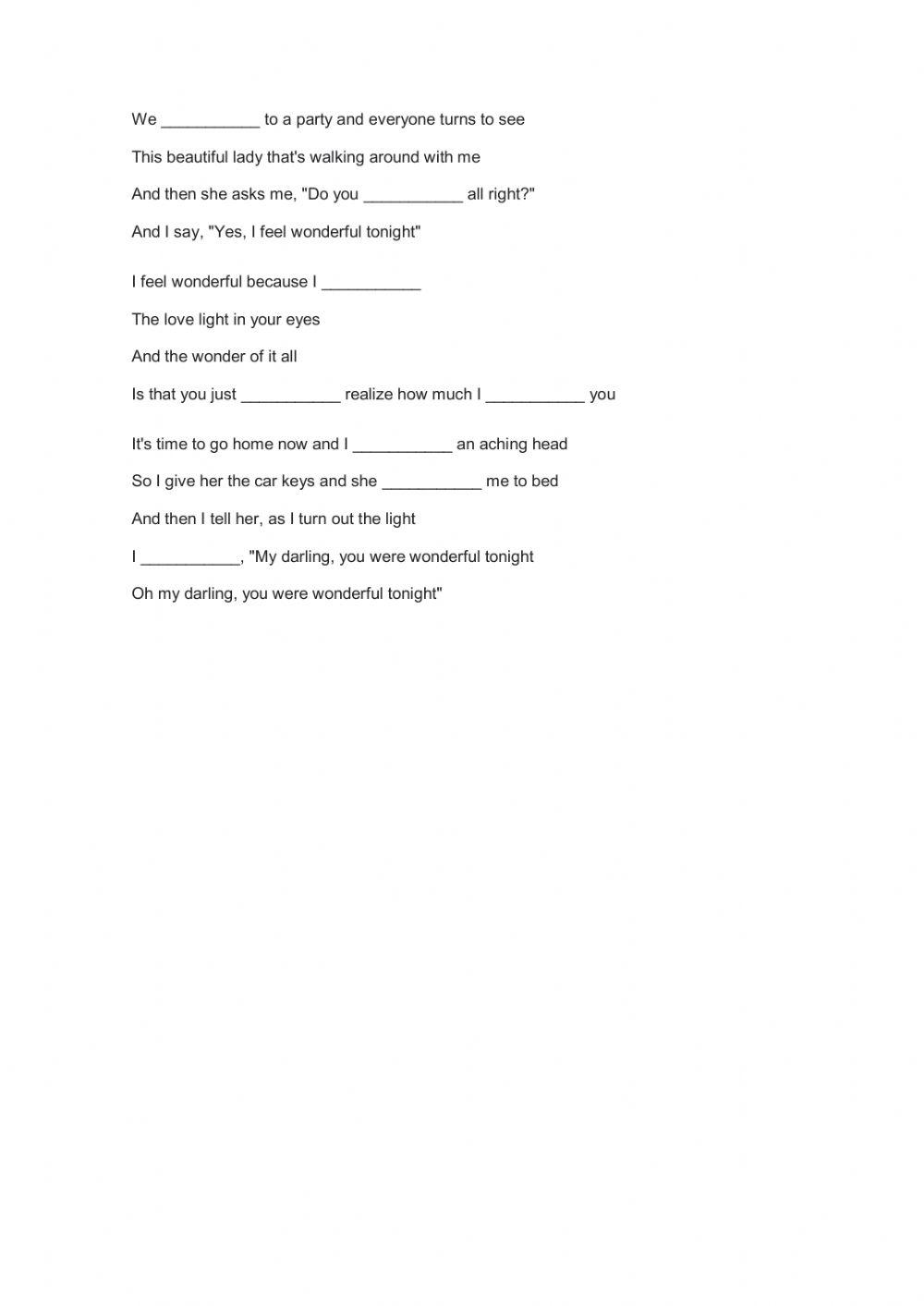 Song Present simple practise