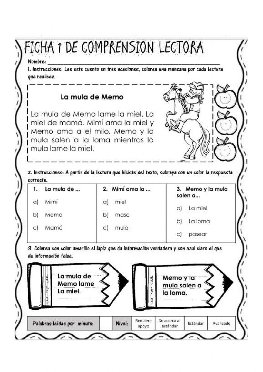 Lectura comprensiva segundo grado liveworksheets