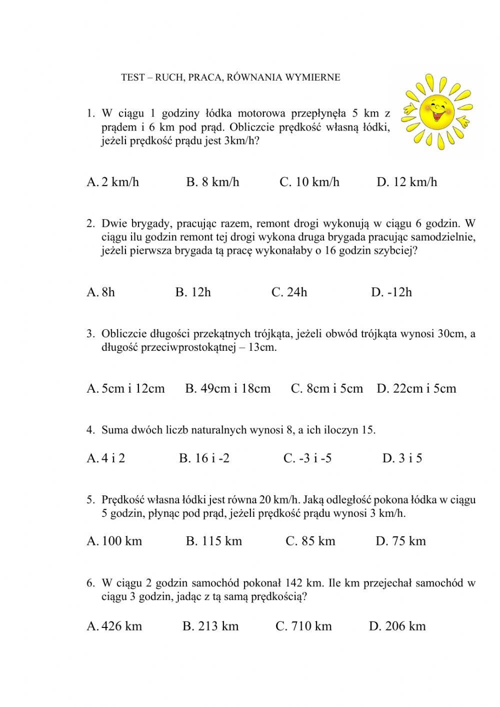 TEST - Ruch, praca, układy