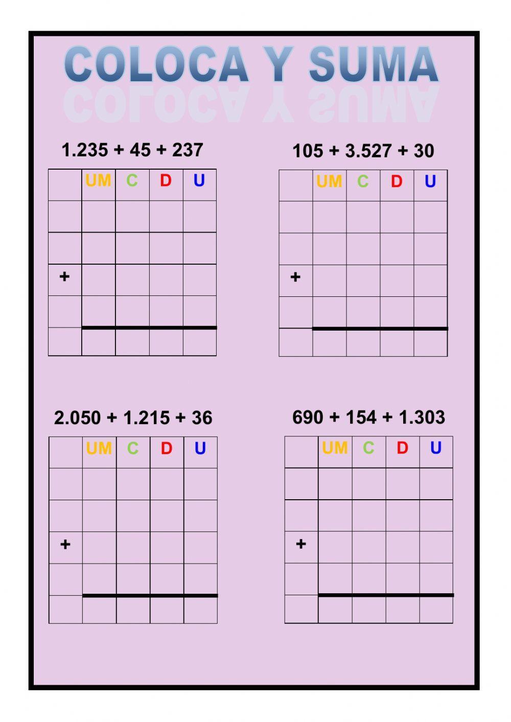 Sumas de tres sumandos