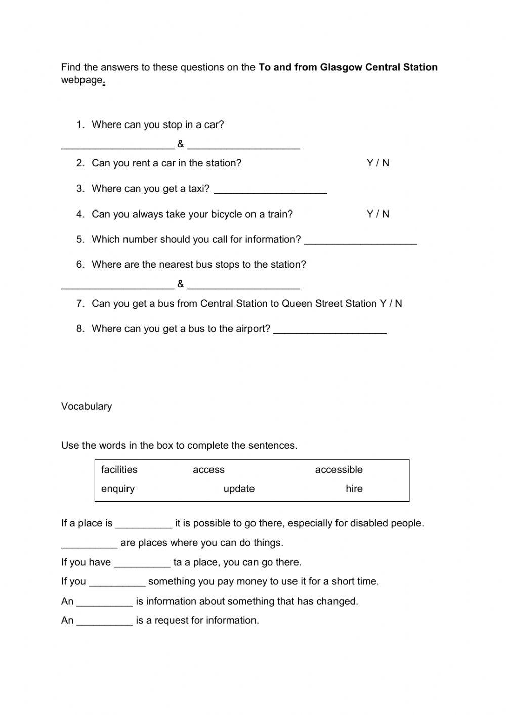 A train Station website