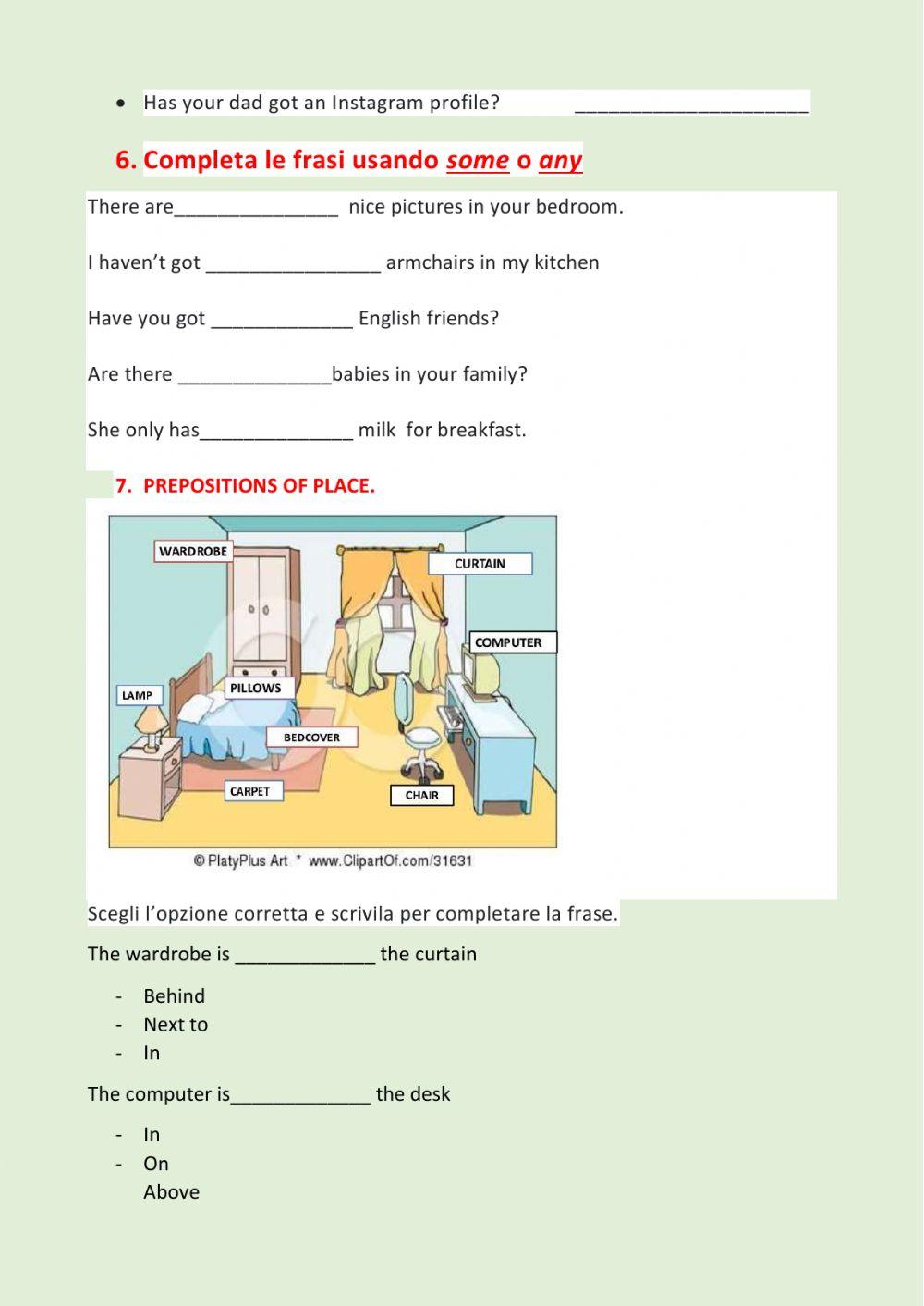 Verifica sommativa Prepositions, have got, the family, ordinal numbers and months