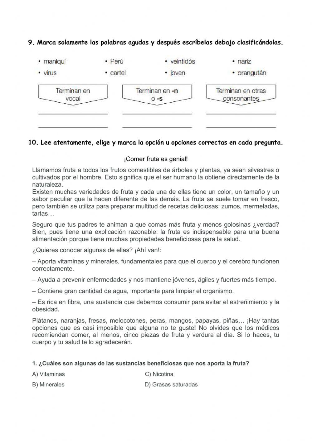Repaso de lengua tema 1 y 2