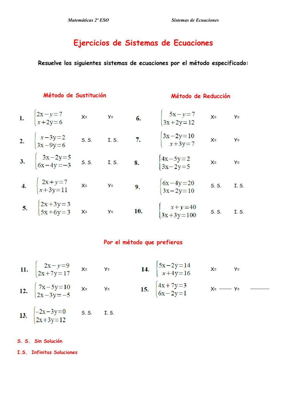 Sistemas de ecuaciones