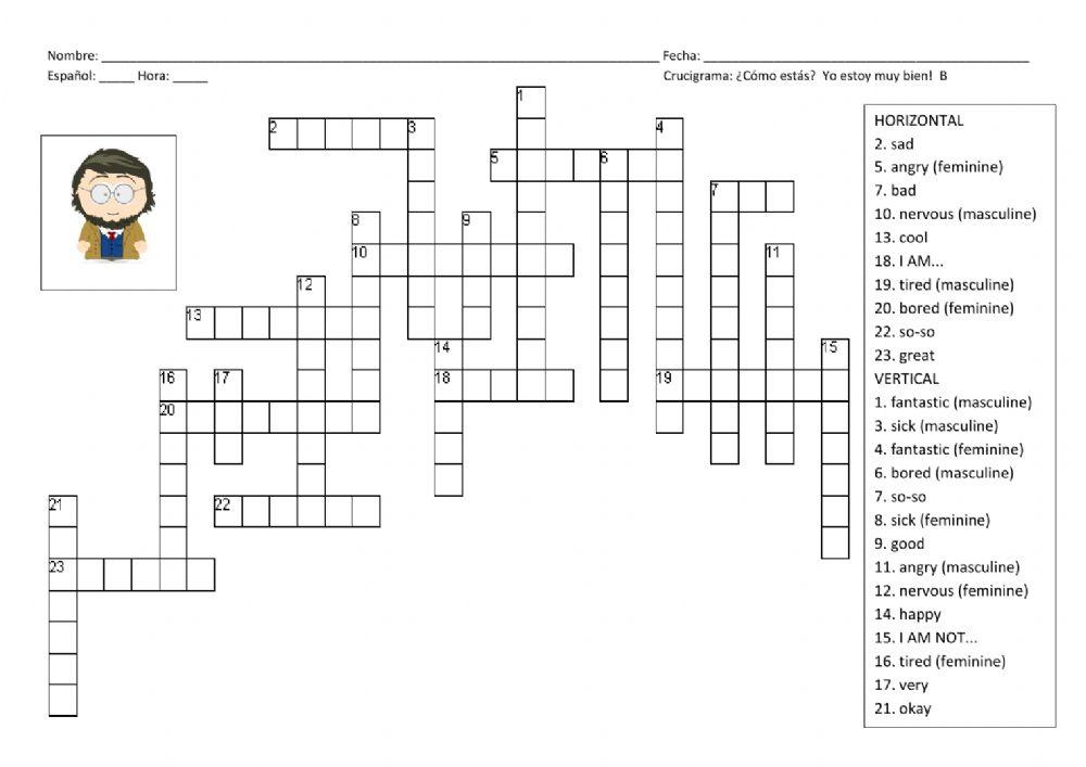 Crucigrama - ¿Cómo estás? B
