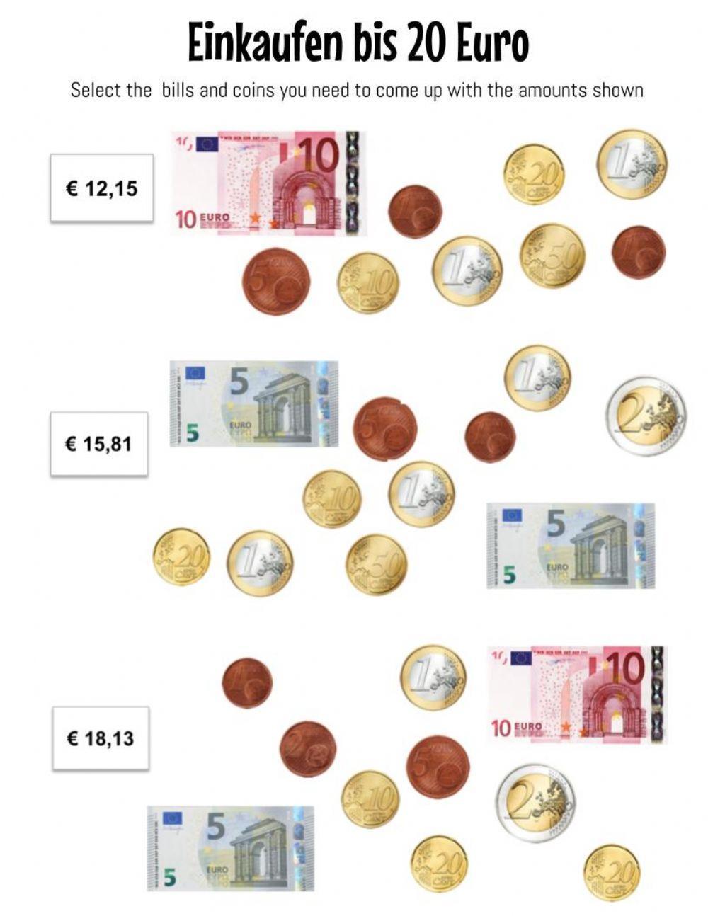 Einkaufen bis zu 20 Euro