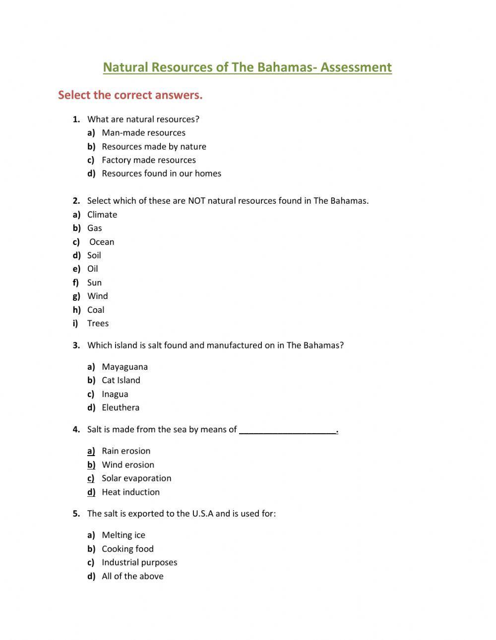 Natural Resources of The Bahamas