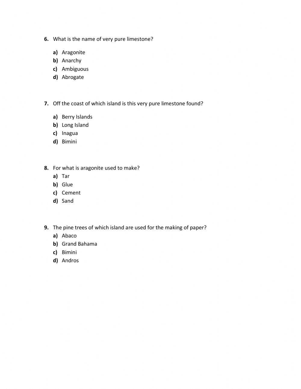 Natural Resources of The Bahamas