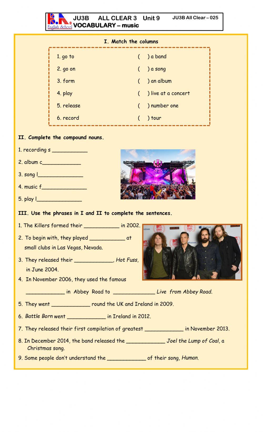 JU3B UNIT 9 VOCABULARY MUSIC 25