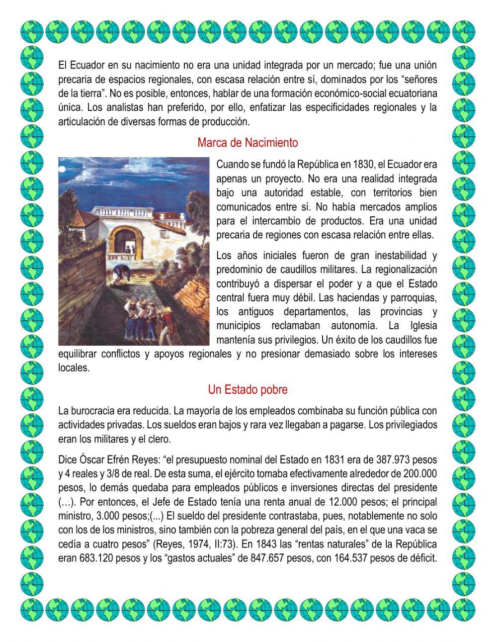 La pobreza y desunión del Ecuador naciente