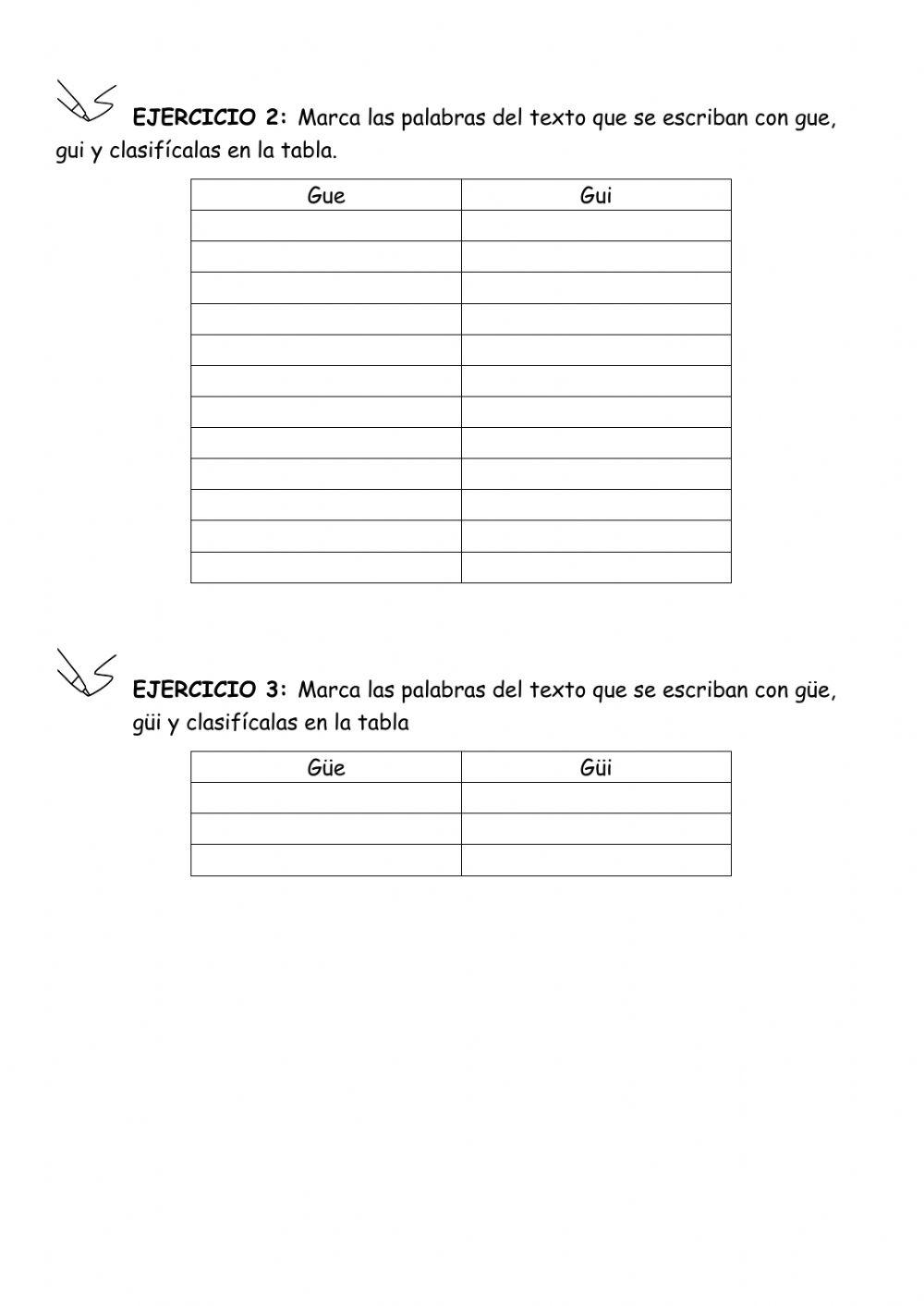 USO DE LA G SUAVE worksheet | Live Worksheets