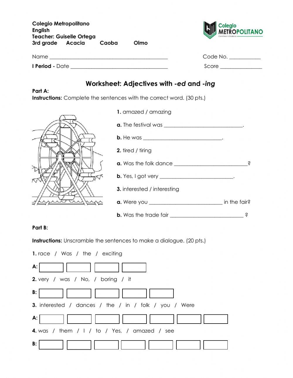 Adjectives with -ed and -ing