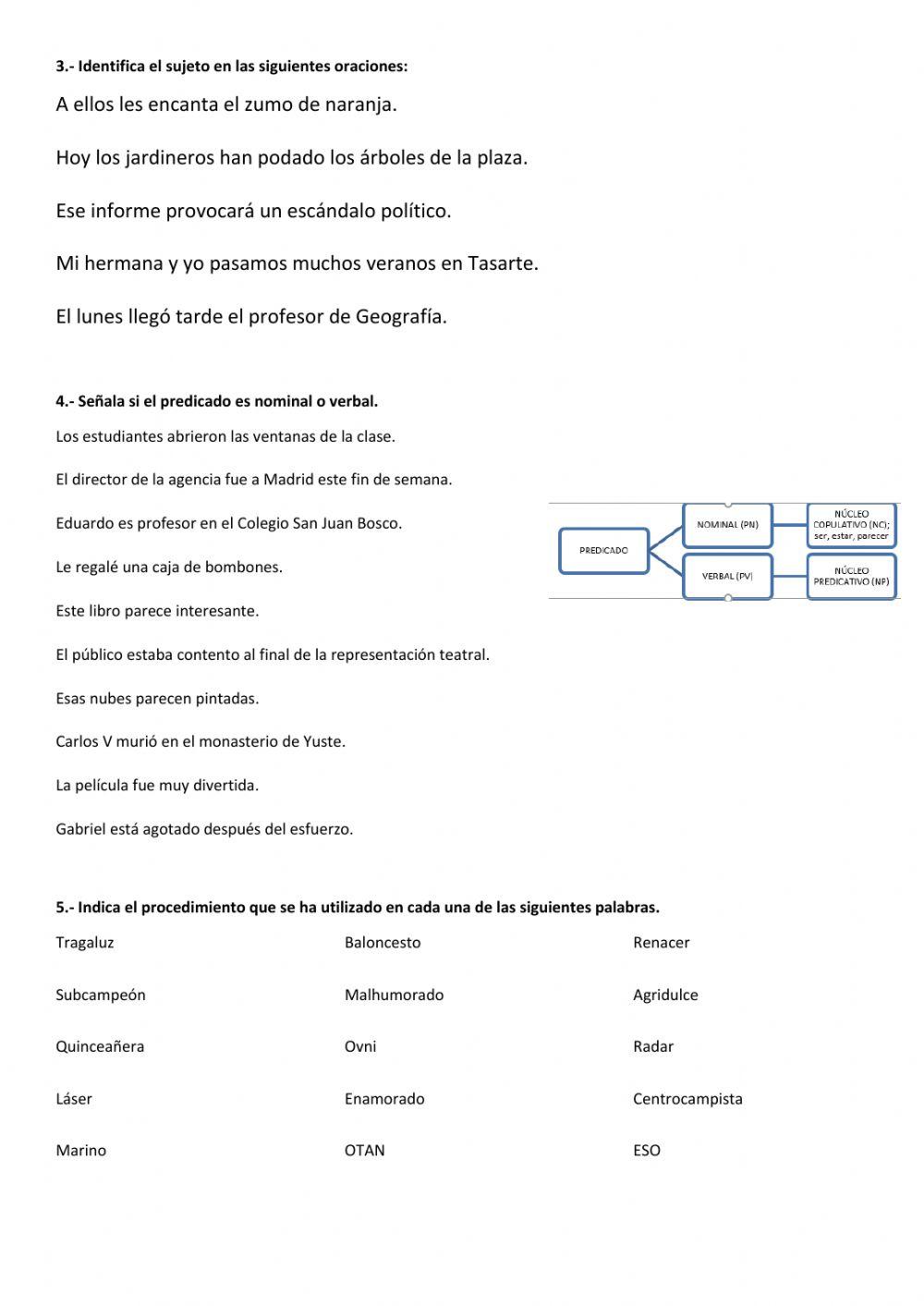 Sintaxis y procedimientos de formación de palabras