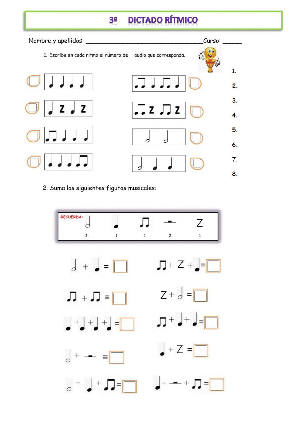 Dictado rítmico y suma de figuras