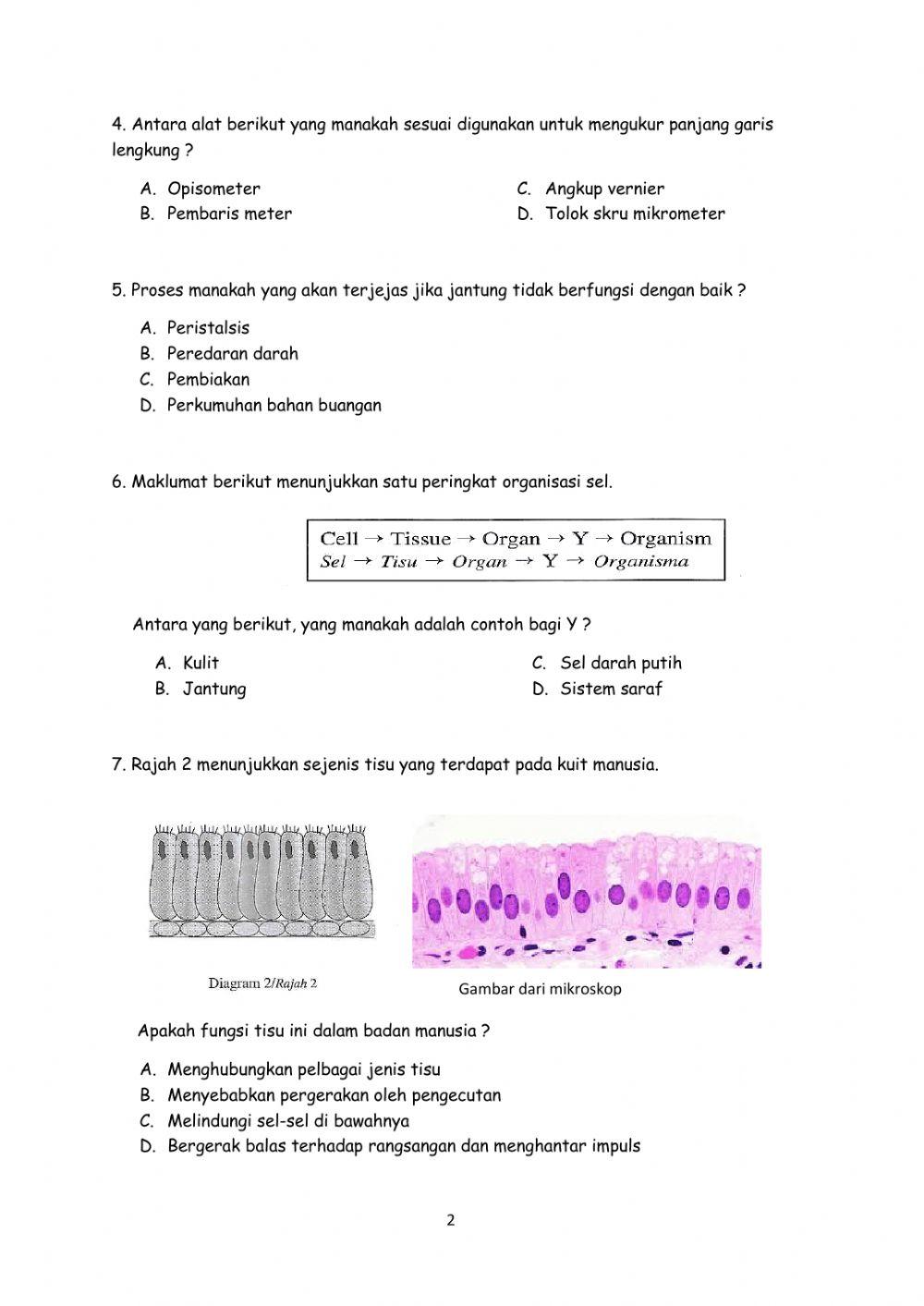 Ujian bahagian A Sains Tingkatan 1