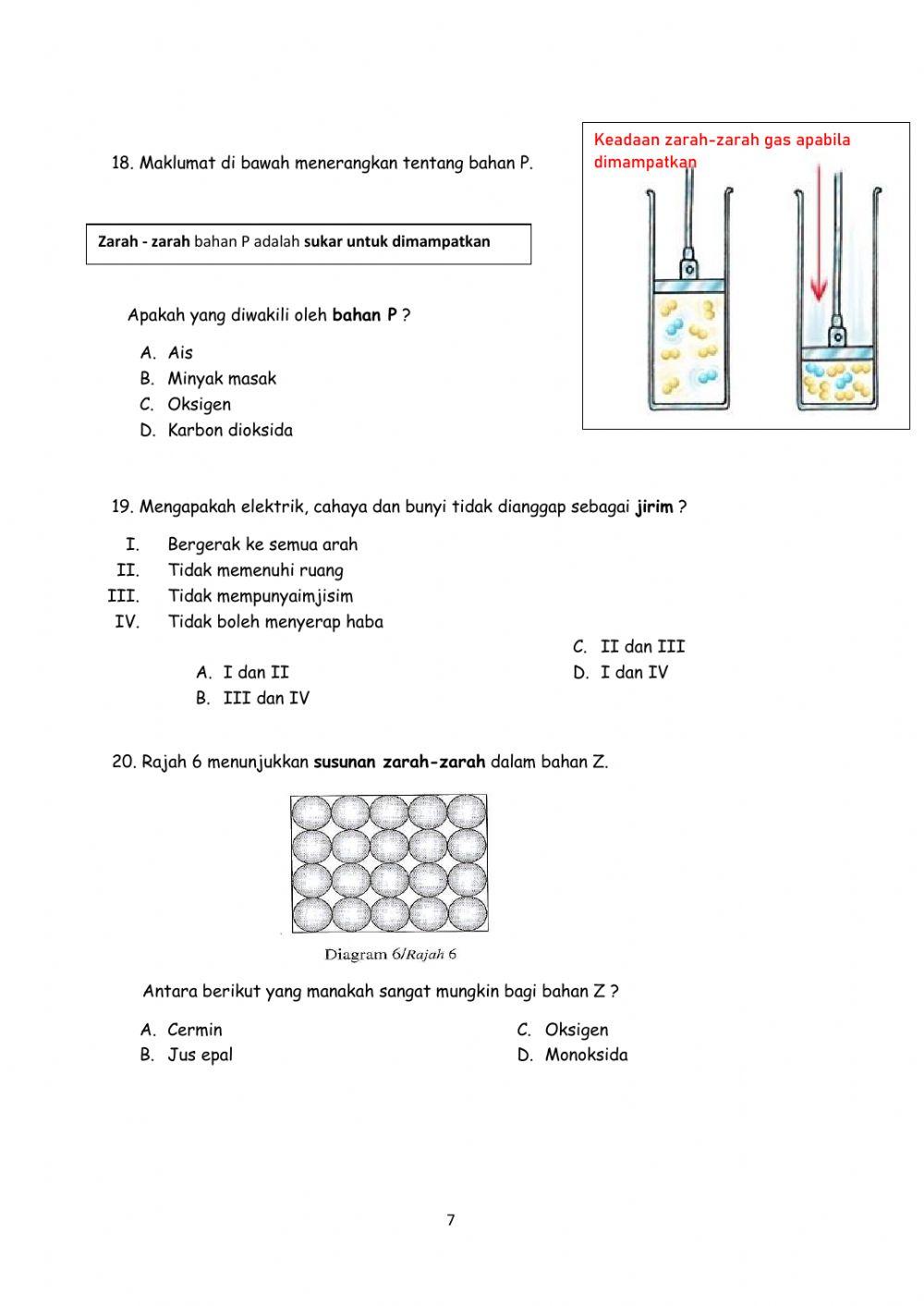 Ujian bahagian A Sains Tingkatan 1