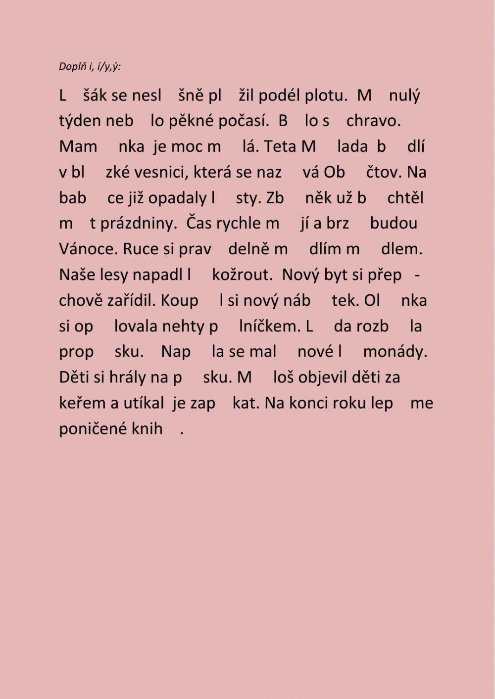 Vyjmenovaná slova - opakování B, L, M, P, S