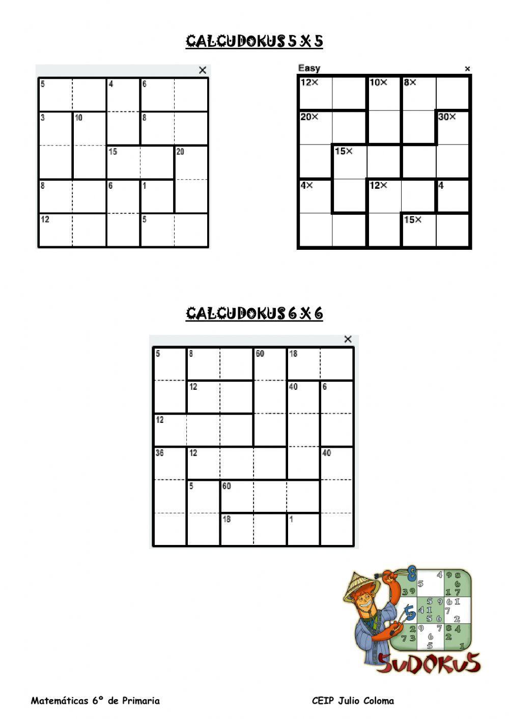 Calcudokus (Kenken). Descomposición por factores.