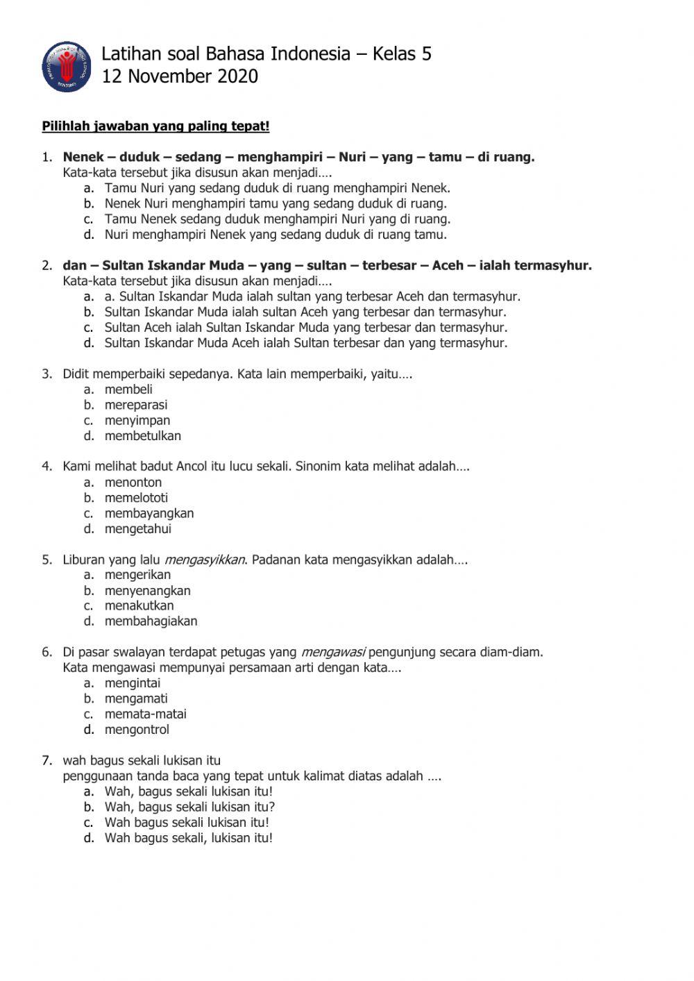 Bahasa Indonesia Kelas 5