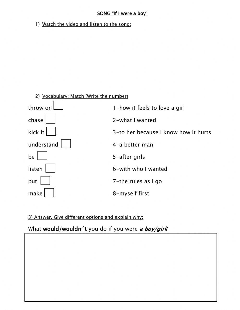 If I were a boy Song