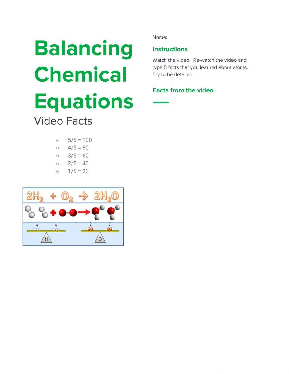 Balancing Chemical Equations Video Facts