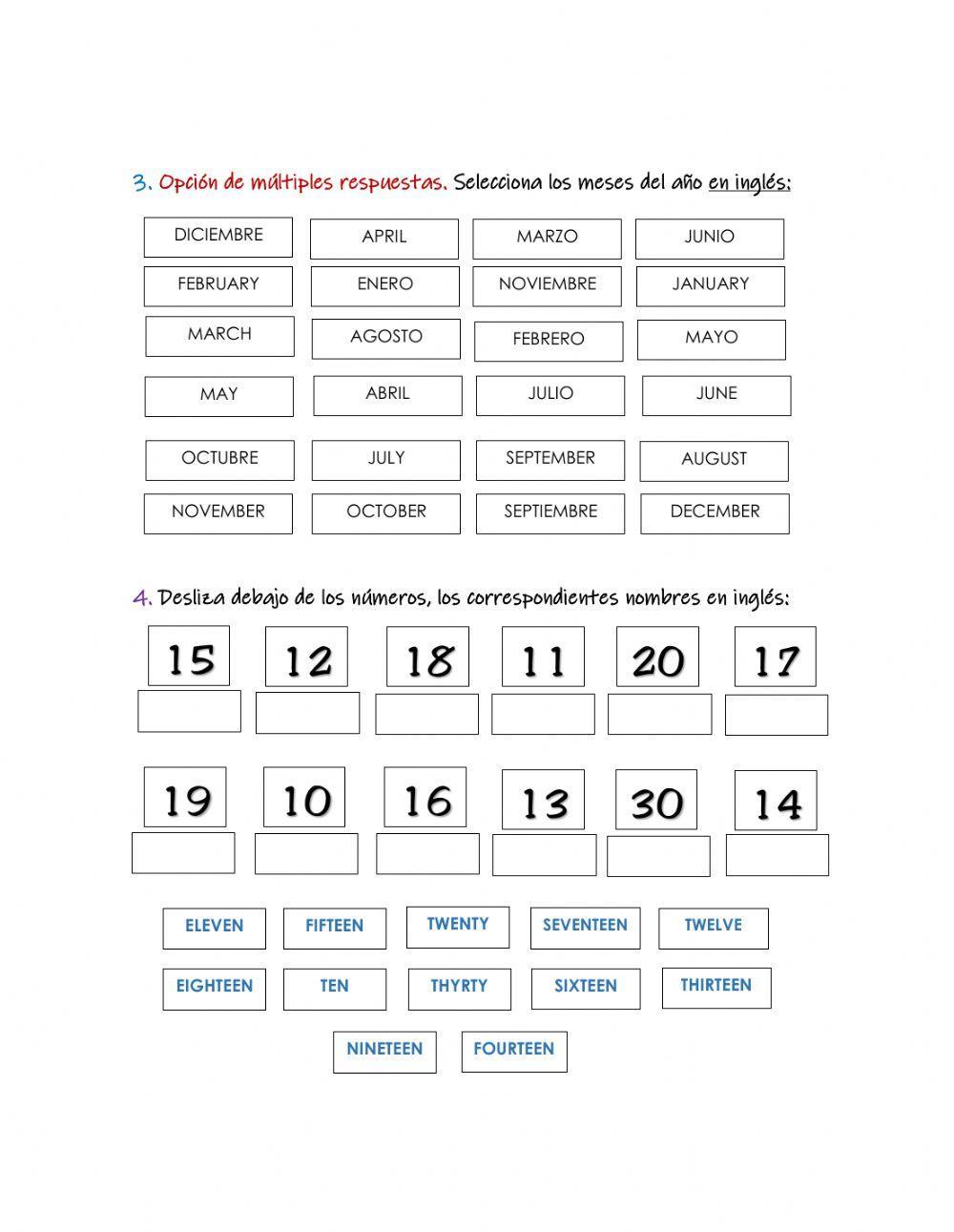 Evaluación inglés segundo