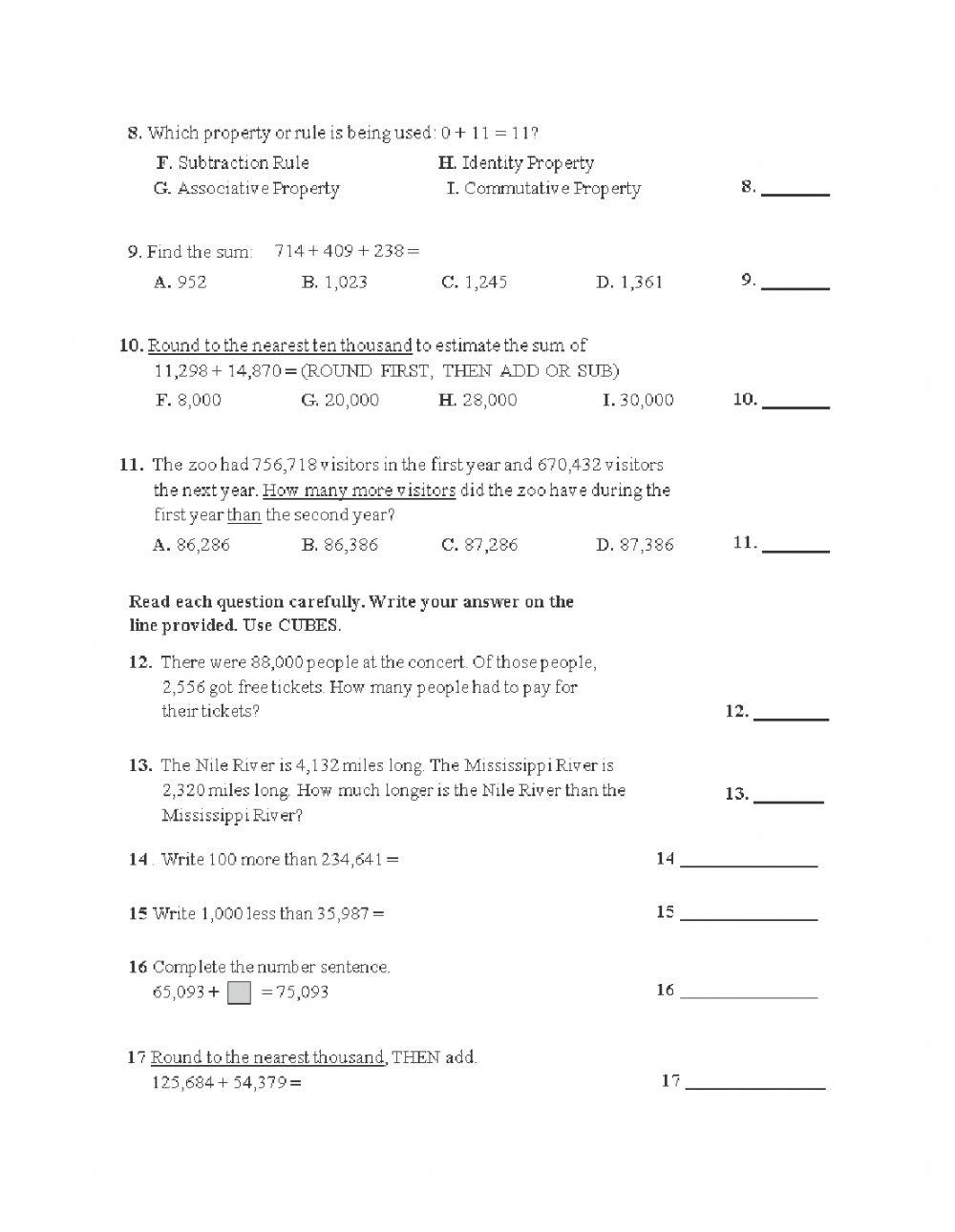 Chapter 2 Math Test