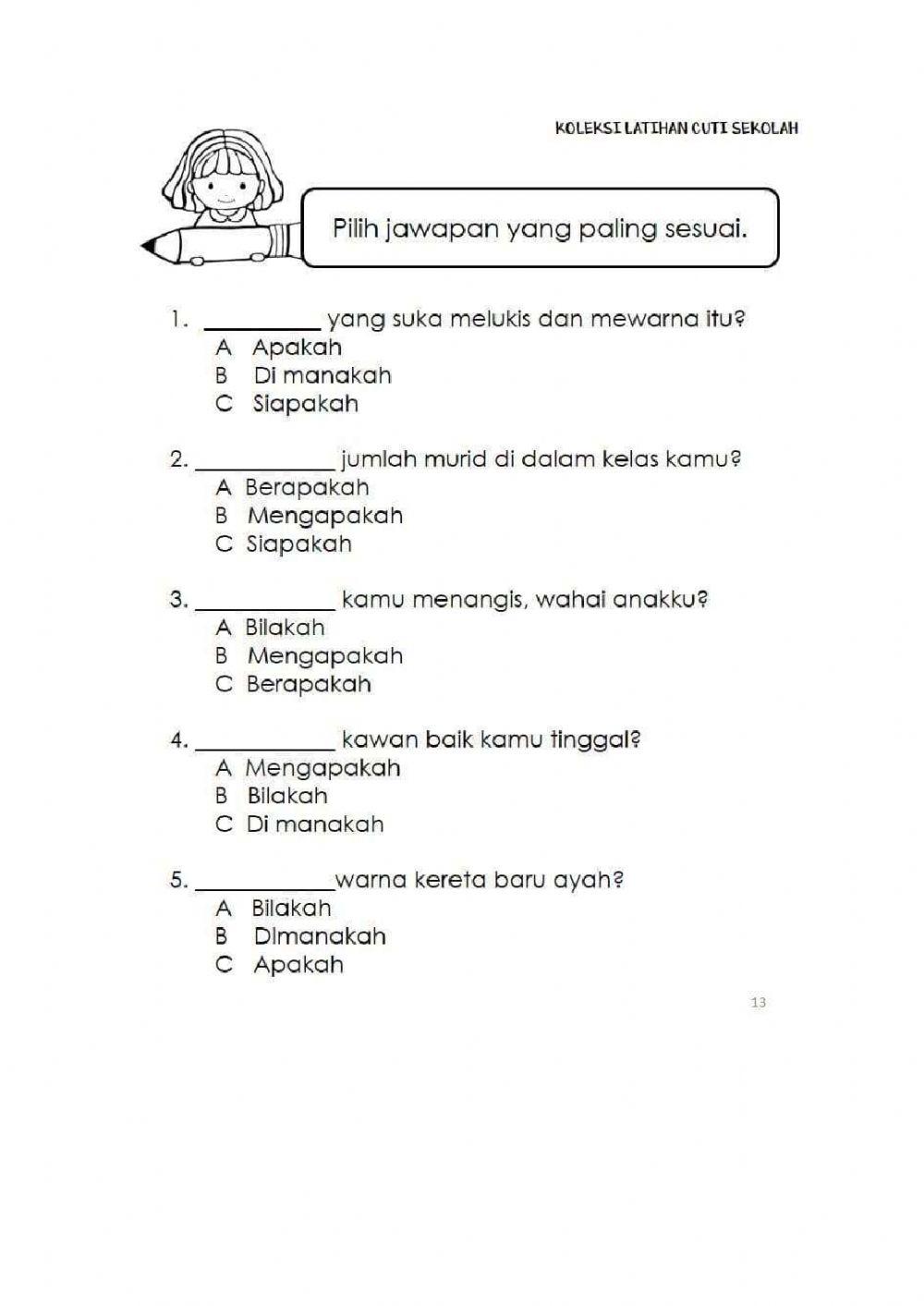 Latihan Kata Ganti Nama