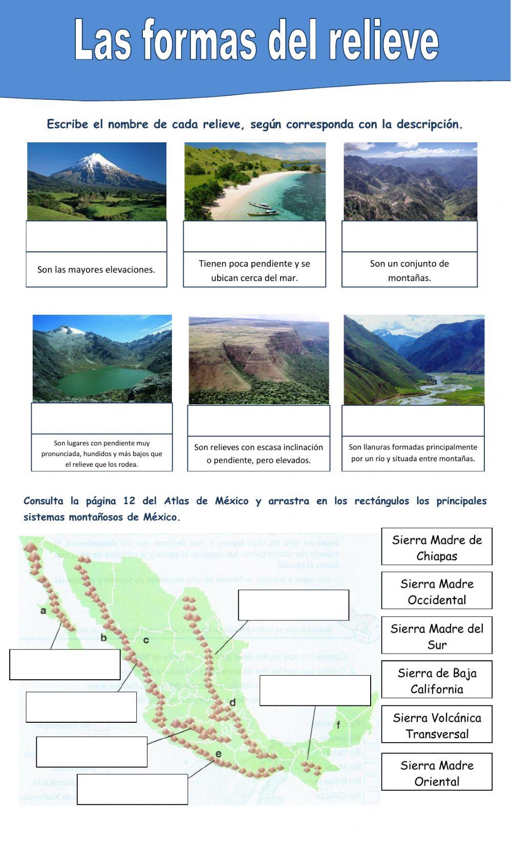 Las Formas De Relieve Worksheet Live Worksheets