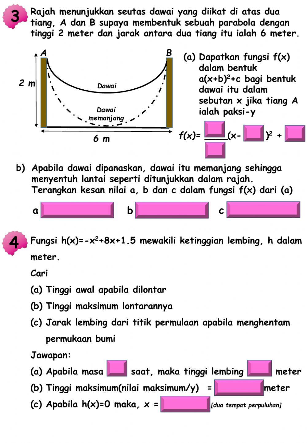 Fungsi Kuadratik Menyelesaikan Masalah