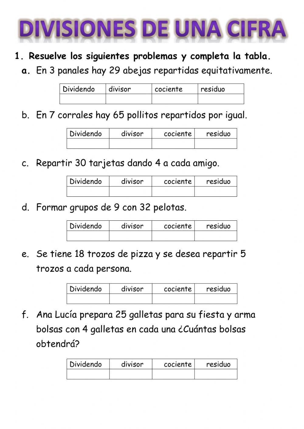 Problemas de división