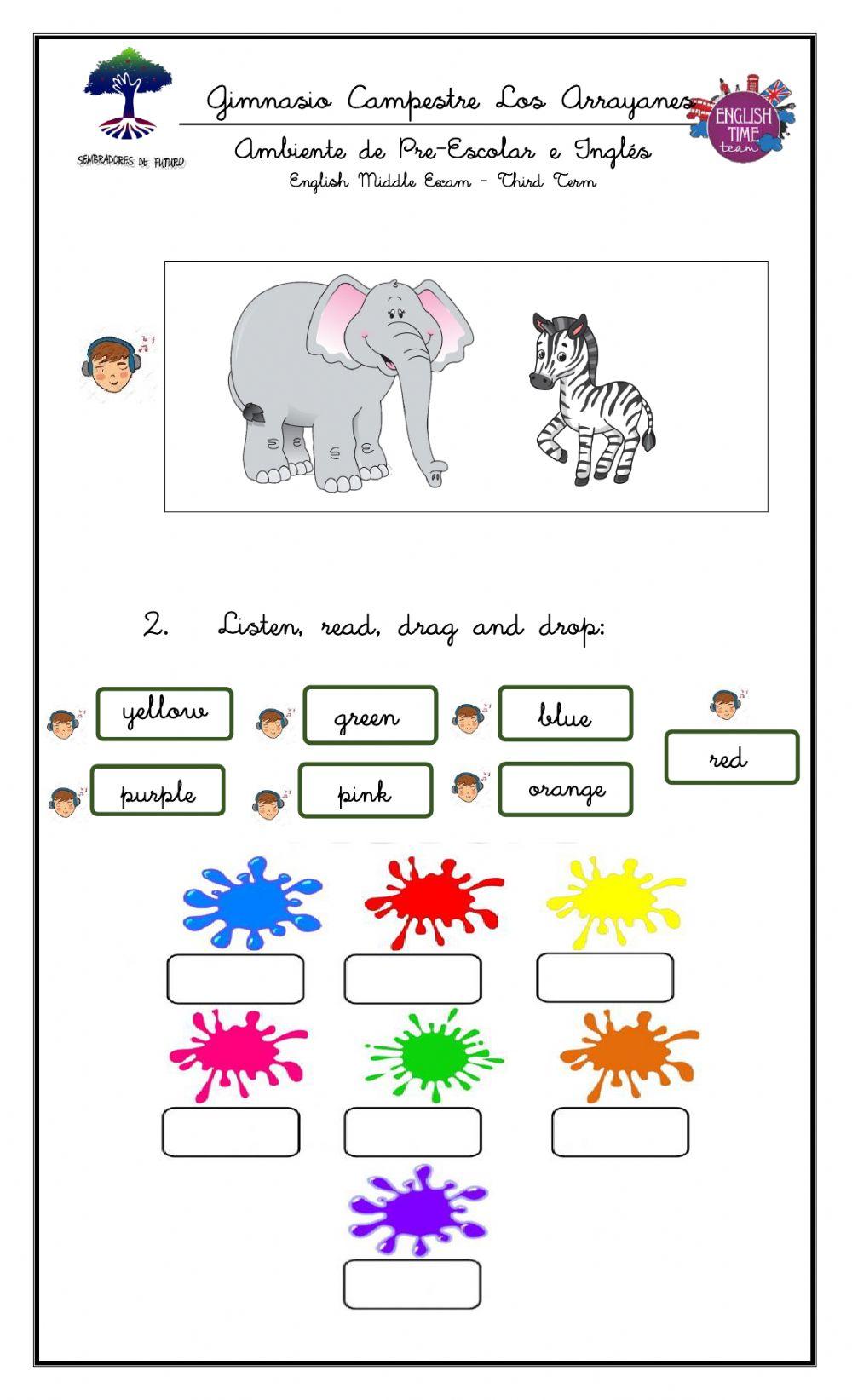 English - Third Term Final Exam  Kinder