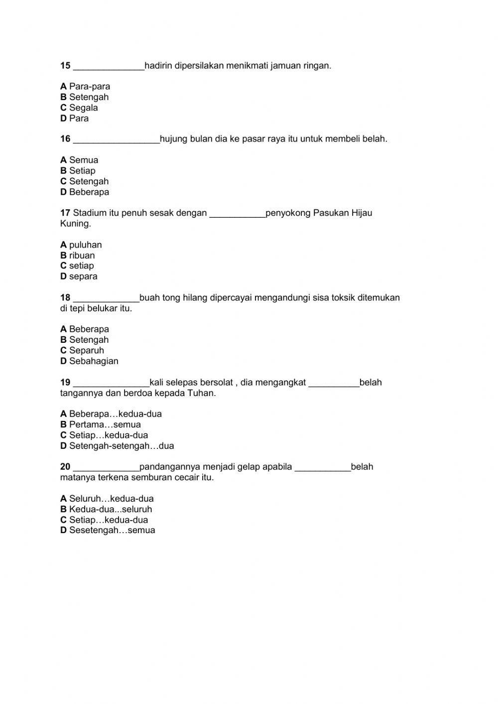 LATIHAN KATA BILANGAN 