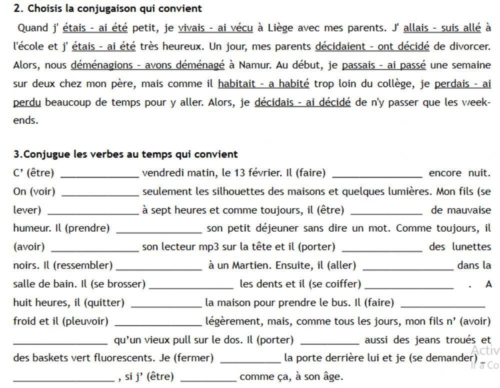 Französisch 9 Klasse Gymnasium Imparfait Passe Compose übungen www.liveworksheets.com