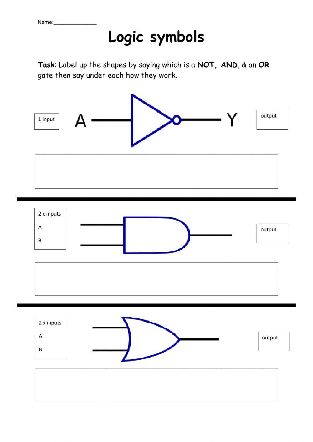 Logic gates worksheet Live Worksheets