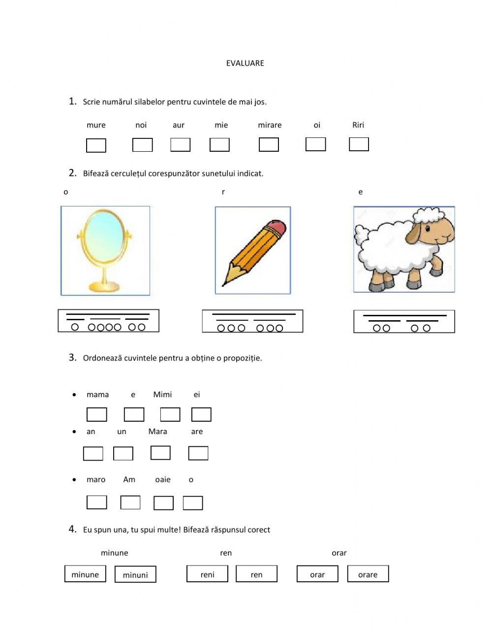 Evaluare CLR worksheet | Live Worksheets