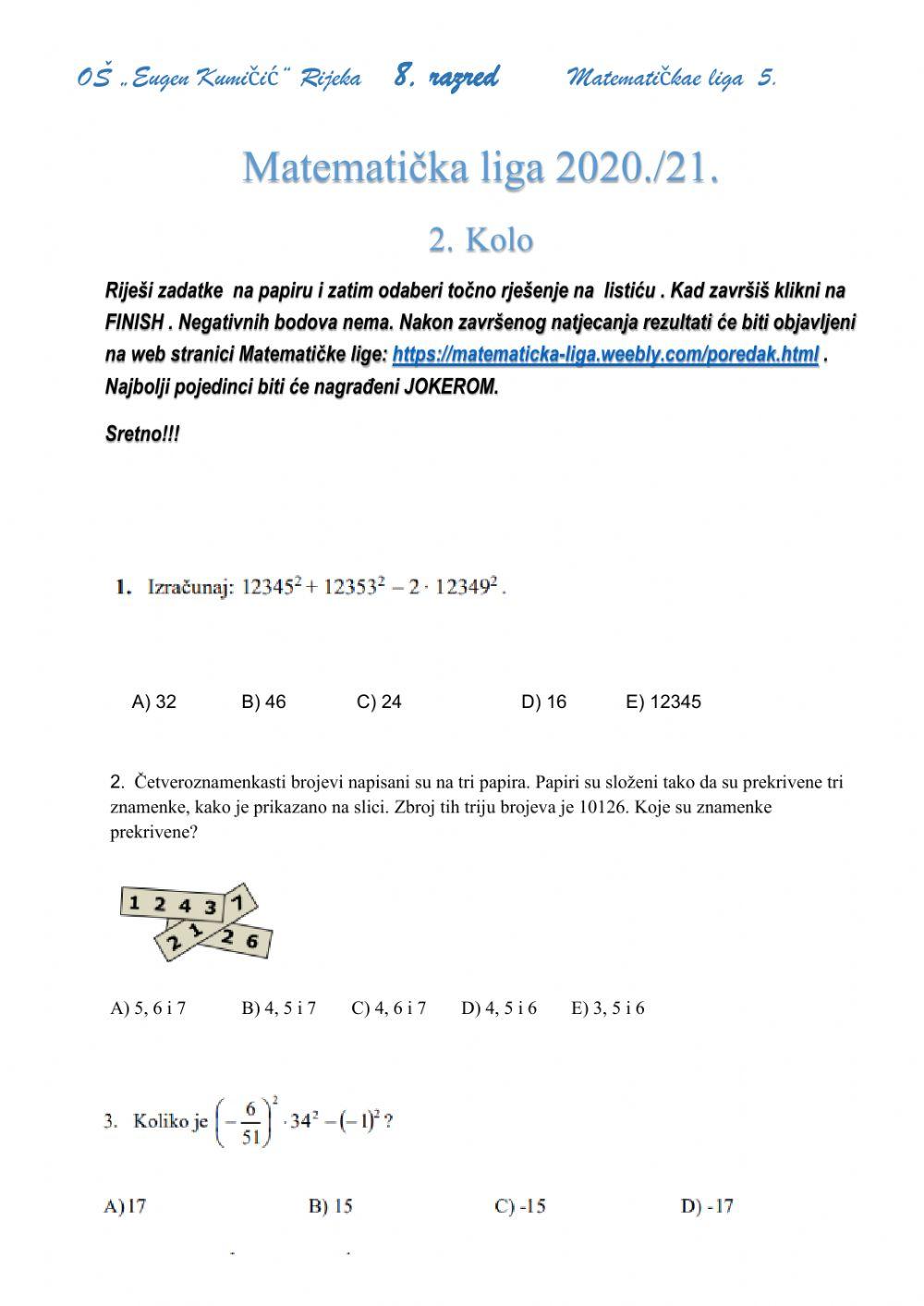 Zadaci za matematičku ligu 8