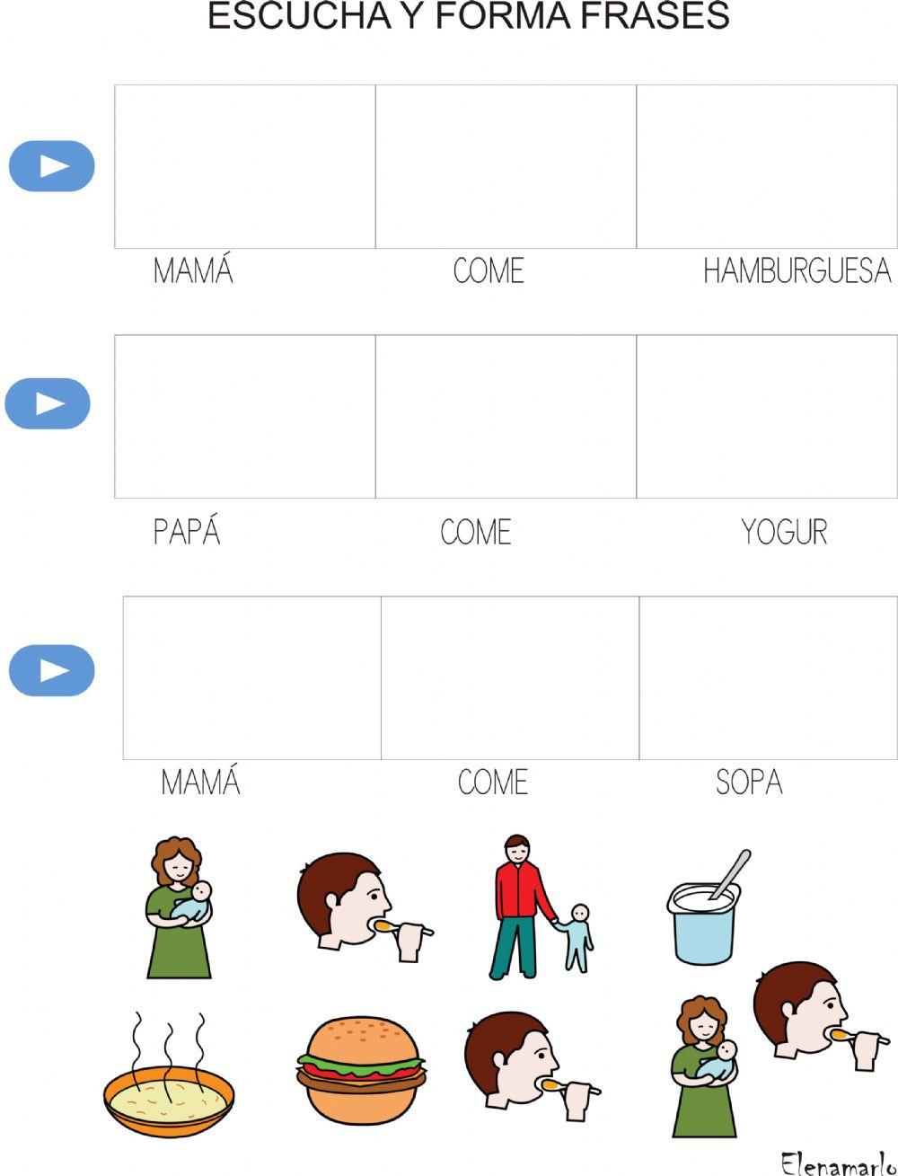 Frases de tres elementos- comer