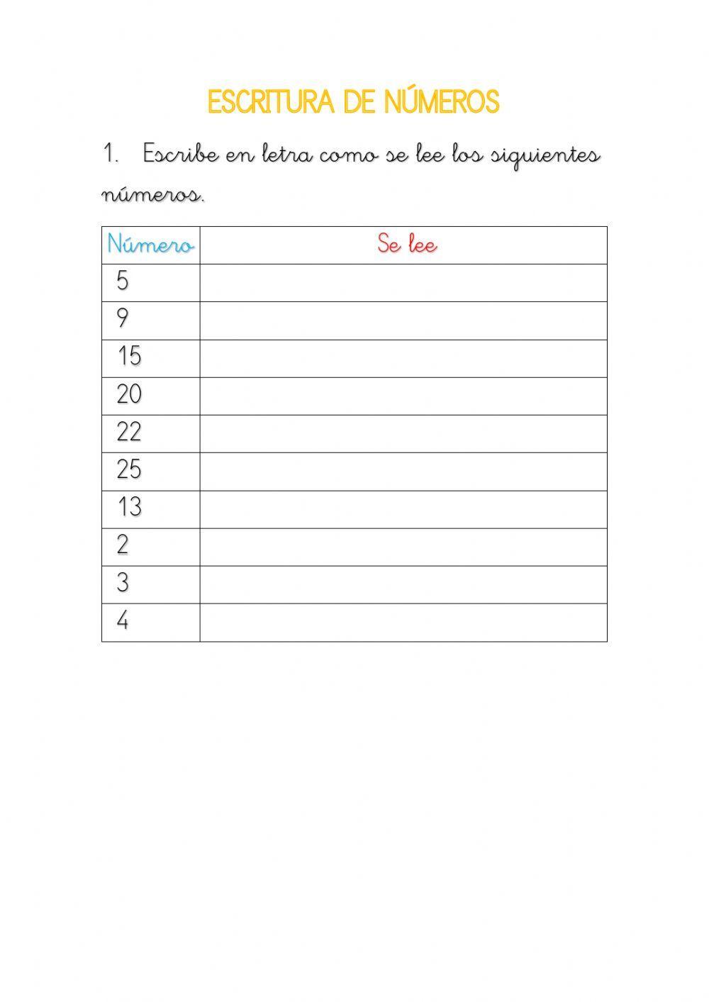 Escritura de números