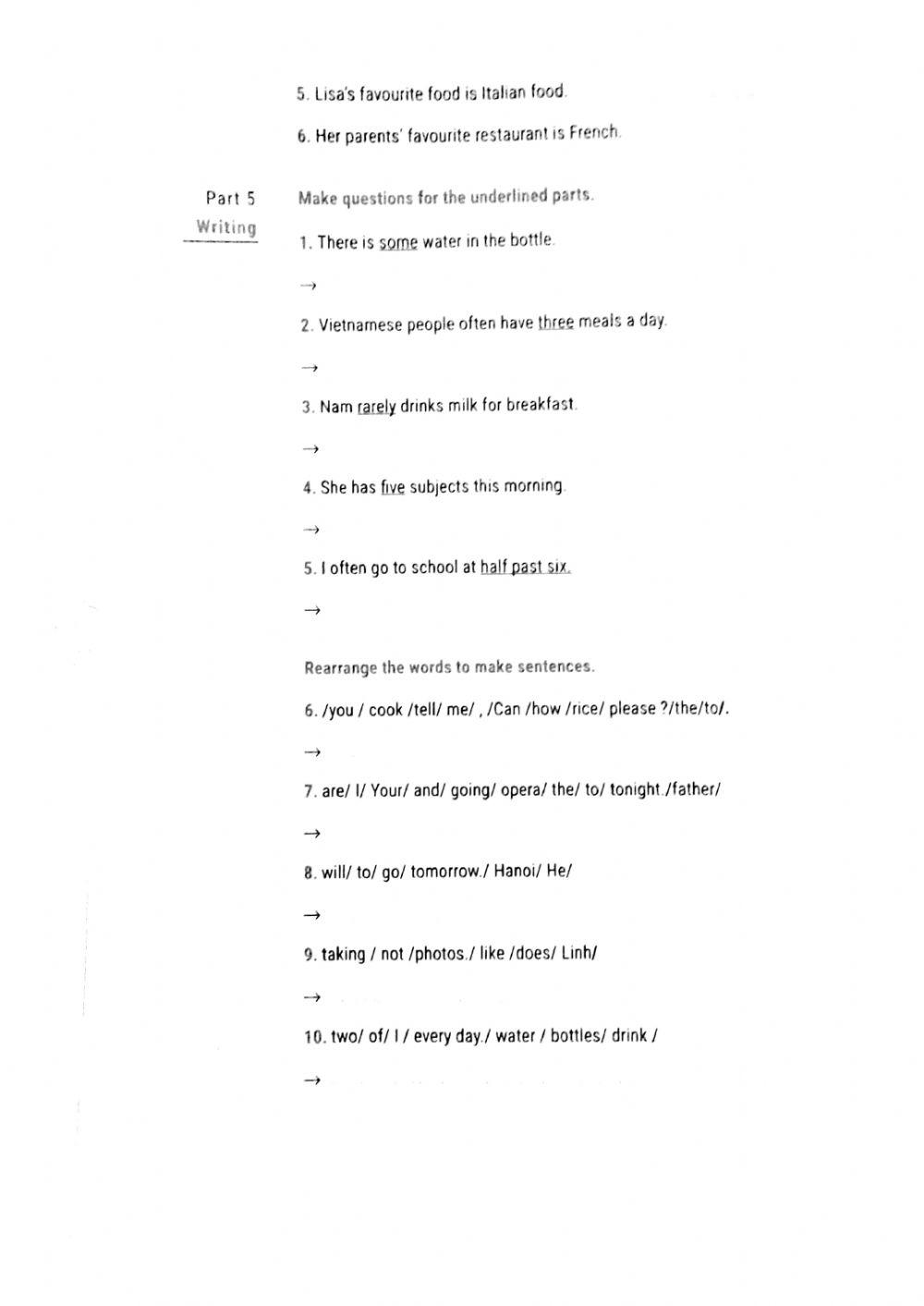 English 7 45' Test 11