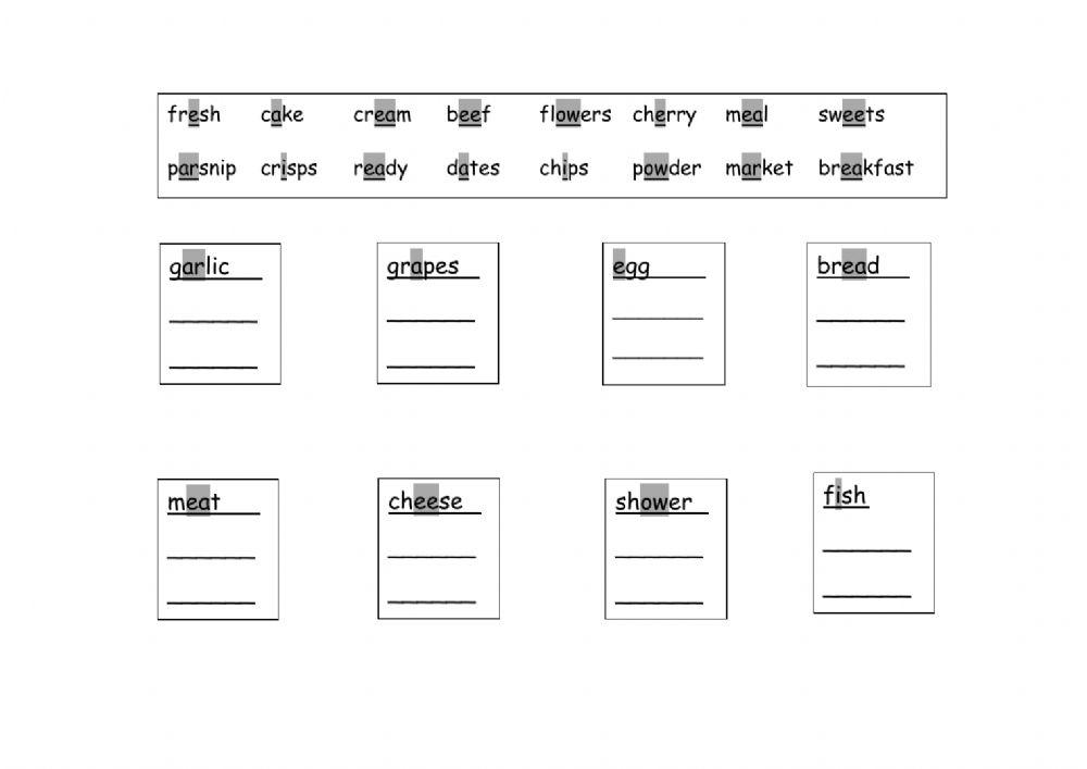 Vowel Sounds Supermarket Goods