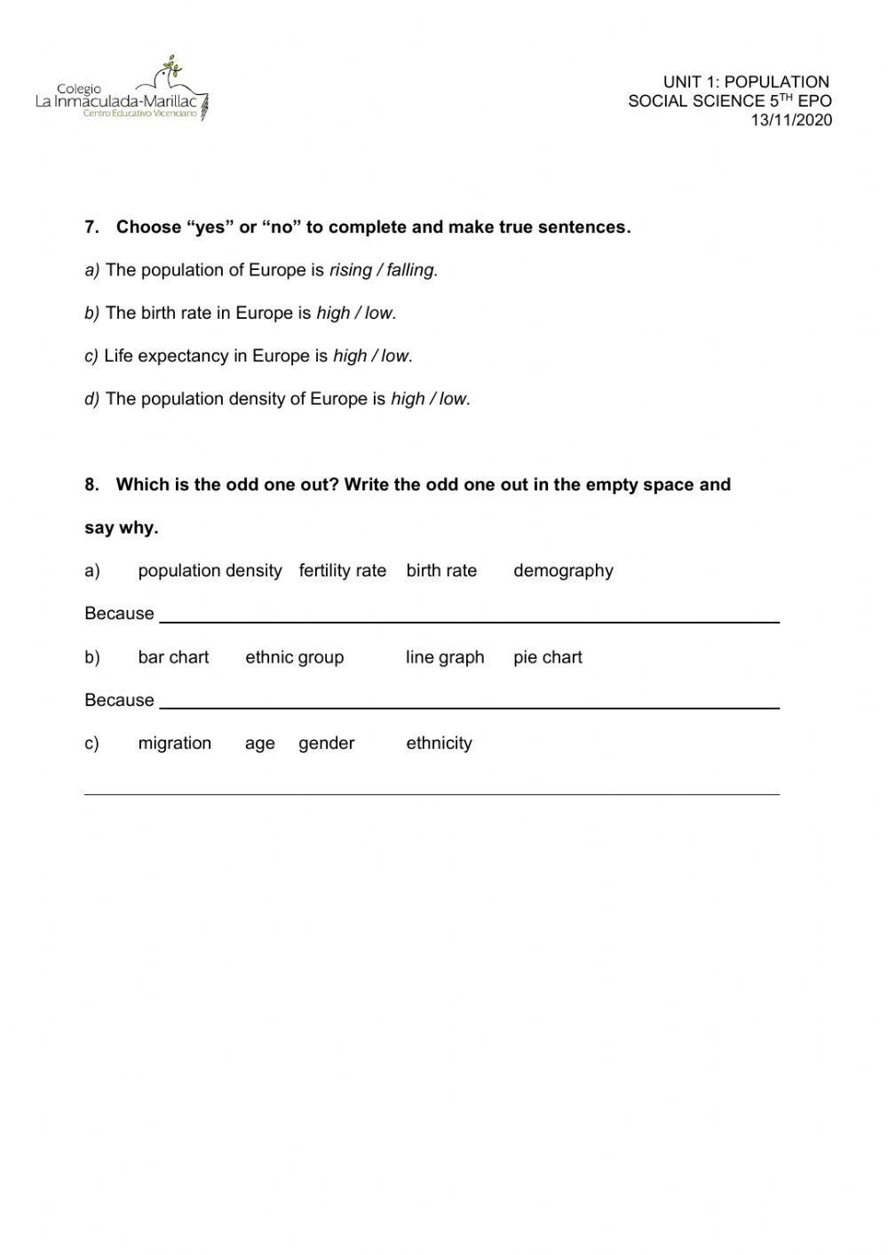 Unit 1 Social Science Assessment 5 EPO